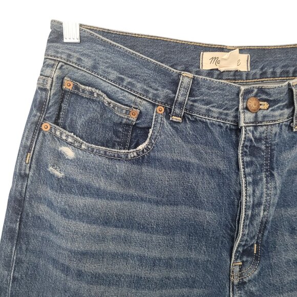 Madewell Low-Slung Baggy Crop Jeans Womens Size 28 Coswell Wash Distressed Hem - Picture 9 of 10